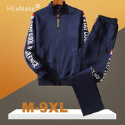 M-9XL 大码运动服套装男秋春季运动装男士拉链大衣裤 2 件套运动服运动健身套装