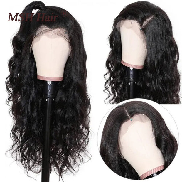 MSH Lace Front Human Hair Wigs Brazilian Body Wave PrePlucked 13x4 Transparent Lace Wig Remy Hair 4x4 Lace Closure Wig For Women