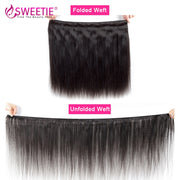 Sweetie 13X4 Ear To Ear Lace Frontal Closure With Bundles Peruvian Straight Human Hair Bundles With Frontal Remy Hair Extension