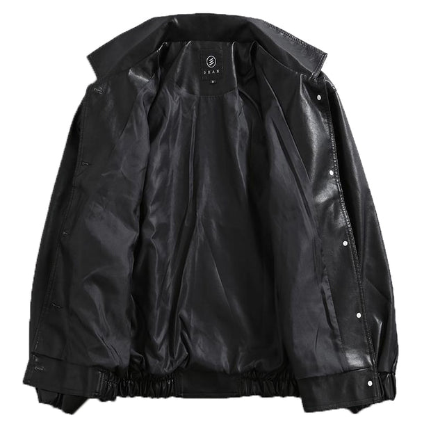 PU Leather Jacket Men Black Soft Faux Leather Jacket Motorcycle Biker Fashion Leather Coats Male Bomber Jacket Pockets Clothes