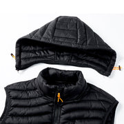 2021 New Removable Hat Men&#39;s Waistcoat Simple Solid Color Warm Mens Jackets and Coats Winter Fashion Comfortable Men Vests