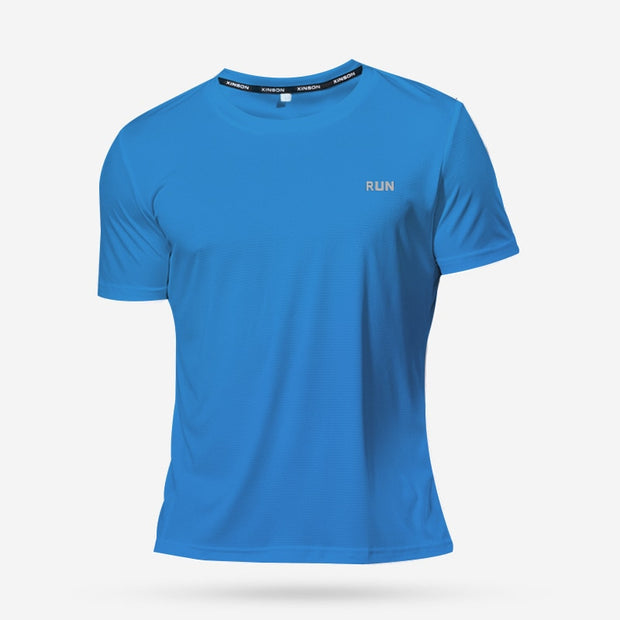 多色速干短袖运动 T 恤健身房运动衫健身衬衫教练跑步 T 恤男士透气运动服
