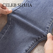 CHIC Elastic Denim Skinny Jeans Woman High Waist Pencil Pants Woman Korean Fashion Show Slim High Light Blue Gray Jean Female