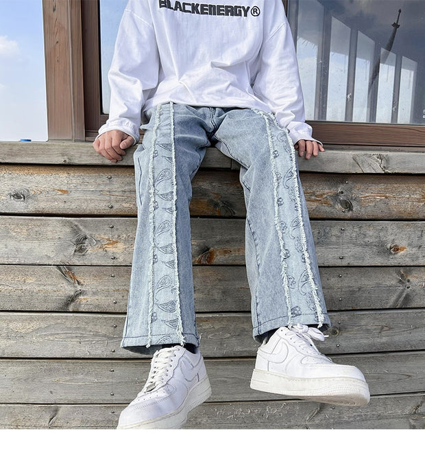 Men&#39;s jeans Neutral Wide Leg Denim Trousers Loose Straight Men Jeans asthetic Man Jeans Pants for boy Casual Baggy hip hop 2022