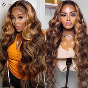 30 inch Highlight Wig Human Hair Colored Honey Blonde Lace Front Human Hair Wigs for Women Ombre Body Wave Lace Front Wig