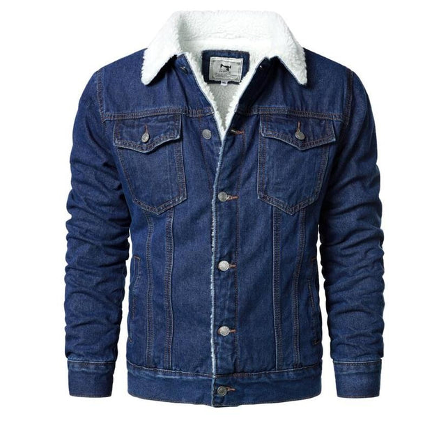 Men Light Blue Jean Jackets Casual Denim Coats New Men High Quality Wool Liner Thicker Winter Denim Jackets Warm Coats Size 6XL
