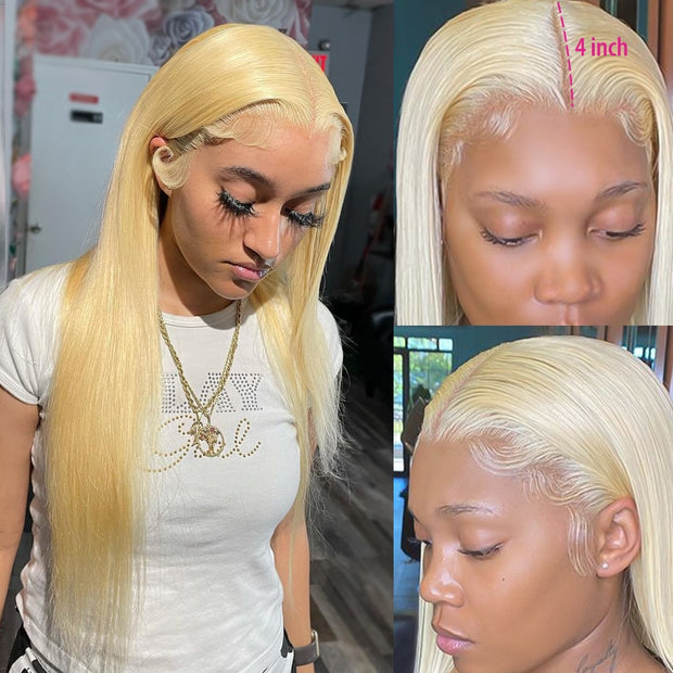 613 Lace Frontal Wig 30 Inch Pre Plucked Glueless Bone Straight Colored Honey Blonde Lace Front Wig Human Hair Wigs For Women