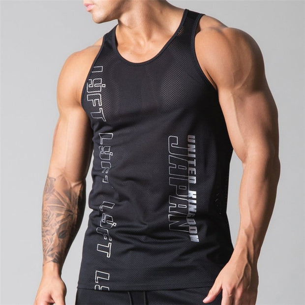 Men's Casual Mesh Breathable Workout Gym Men's Vest Muscle Sleeveless Sportswear Shirt Fashion Bodybuilding Vest Fitness Vest