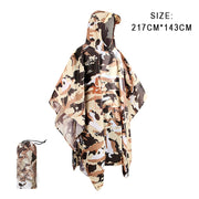 Portable Multifunctional 3 In 1 Rain Coat Hiking Camping Raincoat Poncho Mat Awning Durable Outdoor Activity Rain Gear Supplie