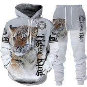 New Animal 3D Tiger Printed Hoodie + Pants Suit Cool Men/Women 2 Pcs Sportwear Tracksuit Set Autumn And Winter Men&#39;s Clothing