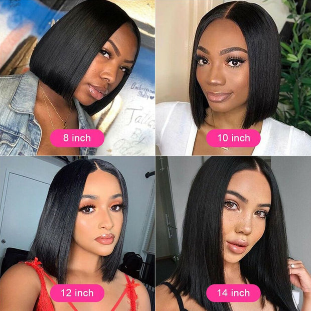 Short Straight 4x4 Closure Bob Wig Lace Front Human Hair Wigs For Women Brazilian Remy 13x4 HD Transparent Lace Frontal Wig
