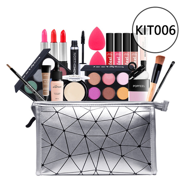 ALL IN ONE Makeup Kit Eyeshadow Eyeliner Foundation Cream Makeup Bag Concealer Lipstick Brush Make Up Kit With Makeup Bag