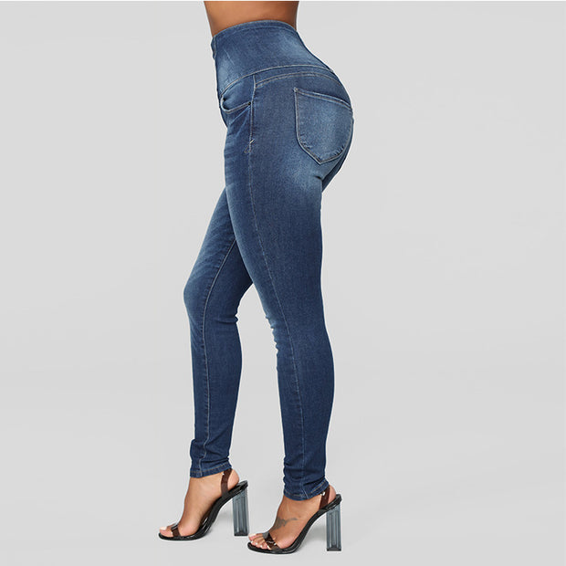 Jeans Slim taille haute pour femmes européennes et américaines