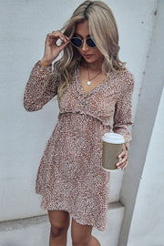Abstract Print Buttoned Mini Dress