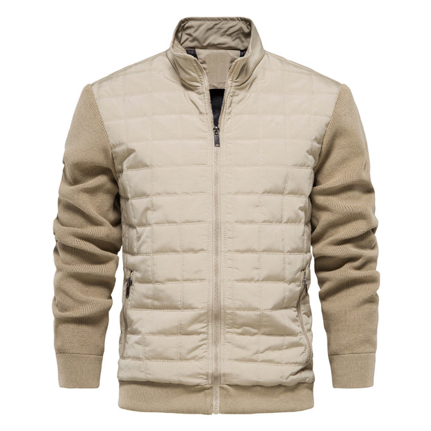 Men's Zipper Cotton Jacket Business Casual Coat Knit Sleeves