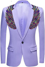 Vestes de costume pour hommes Robe d'aile à paillettes colorées Manteaux Veste de costume à fleurs de fête Revers cranté Slim Fit Blazers de smoking