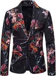 Men's Dress Floral Suit Blazer Luxury Dress Notched Lapel Jacket Stylish Tux Two Button Elegant Prom Coat