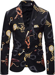 Men's Dress Floral Suit Blazer Luxury Dress Notched Lapel Jacket Stylish Tux Two Button Elegant Prom Coat