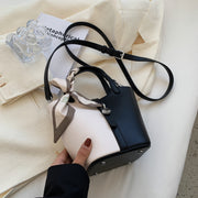 Ribbon Designer Small Contrasting Colors Leather Bucket Crossbody Bag For Women 2022 Summer Trendy Cute Tote Shoulder Handbag