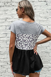 T-shirt nuisette léopard color block