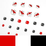 Noir et blanc pointillé rouge arc ongle manucure portable manucure gros faux ongles ongles autocollants ongles